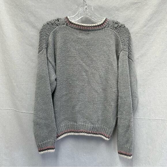 Koret cottagecore gray knit pom pom semi cropped cardigan sweater Size Petite - Picture 15 of 16
